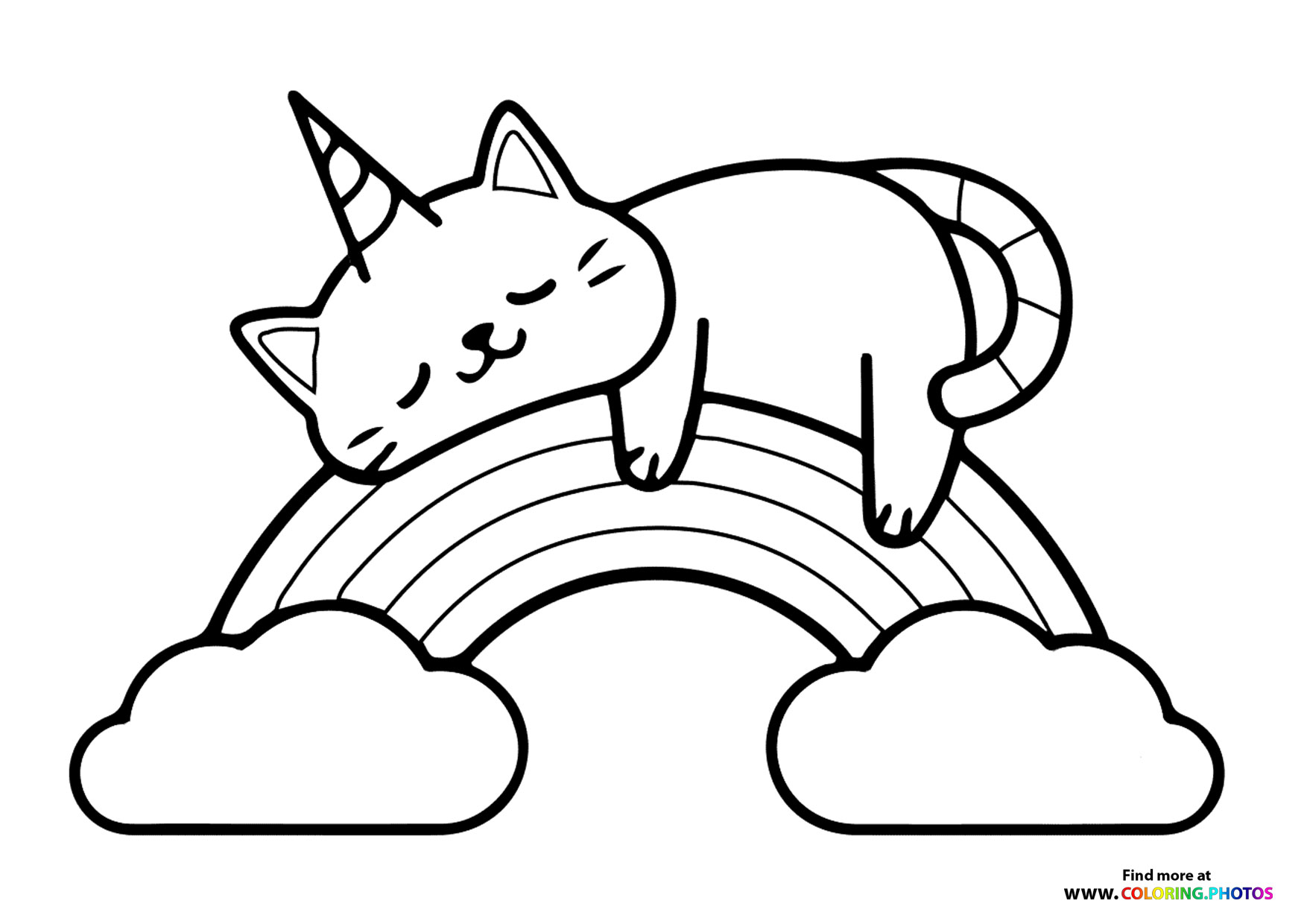 Rainbow cat - Coloring Pages for kids