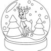 Raindeer in snow globe coloring page