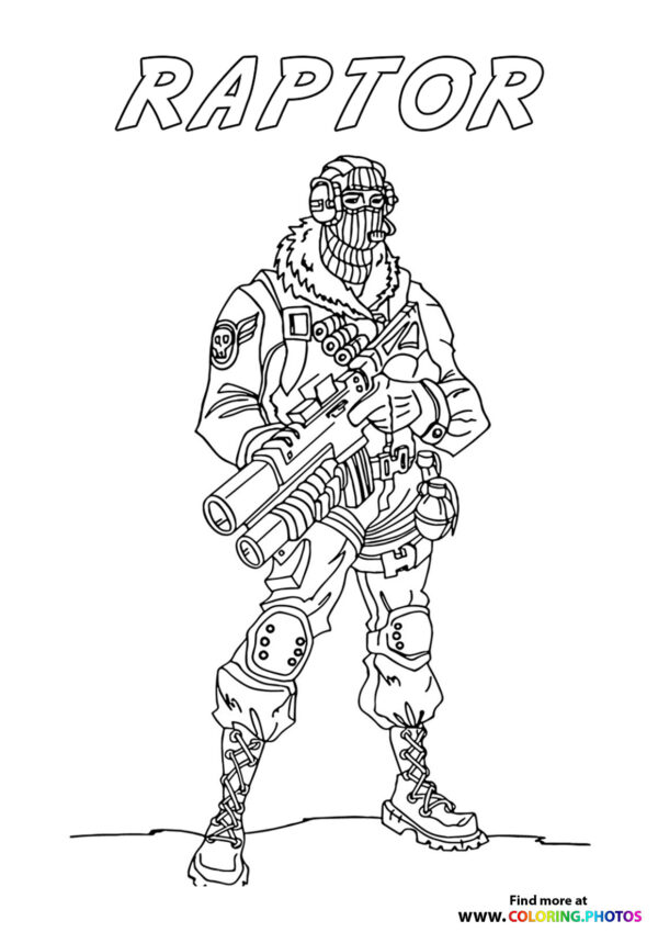 Raptor - Fortnite coloring page