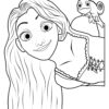 Rapunzel and Pascal coloring page