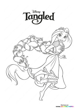 Rapunzel with beautiful hair coloring page