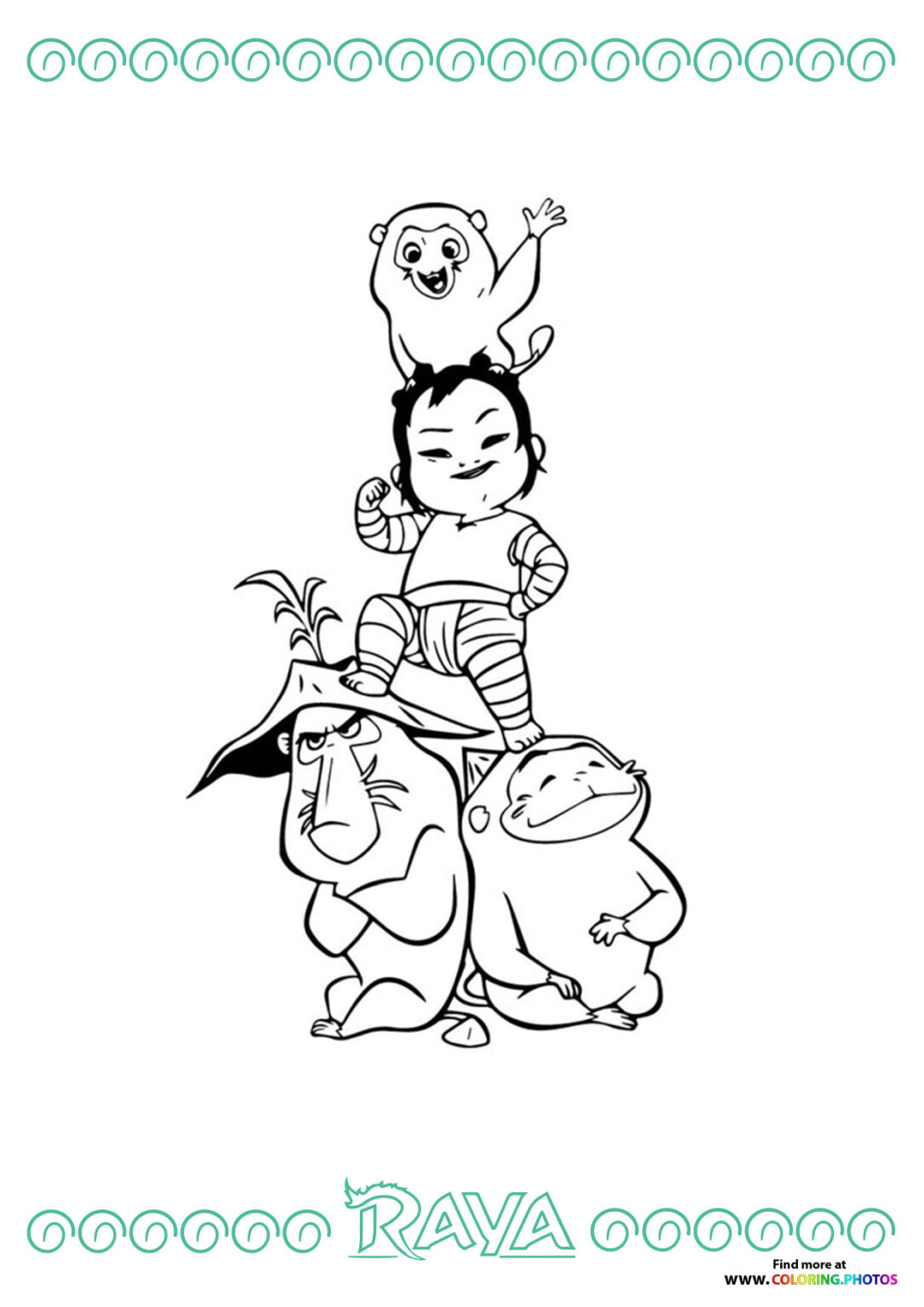 raya the last dragon ongi and noi coloring pages for kids