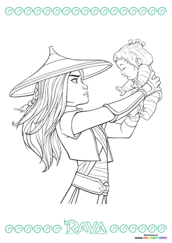 Raya and Noi coloring page