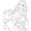 Raya and Ongi with fish coloring page