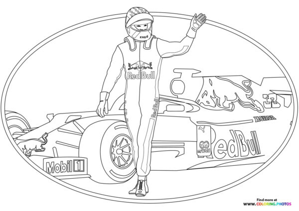 Red Bull Formula 1 car coloring page