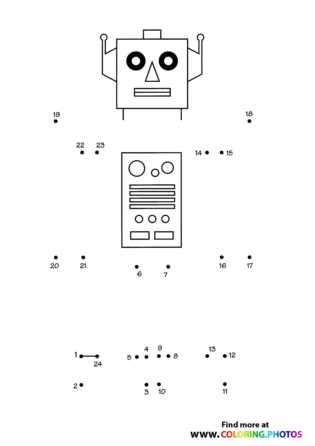 Robot dot the dots - Coloring Pages for kids