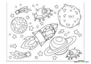 Rocket planet and UFO