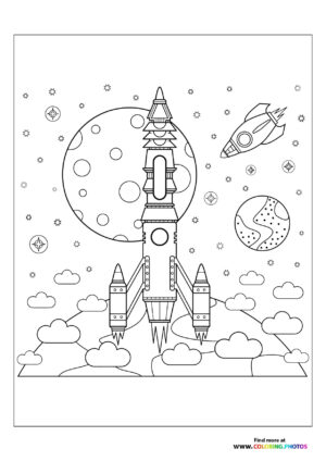 Rocket traveling into space