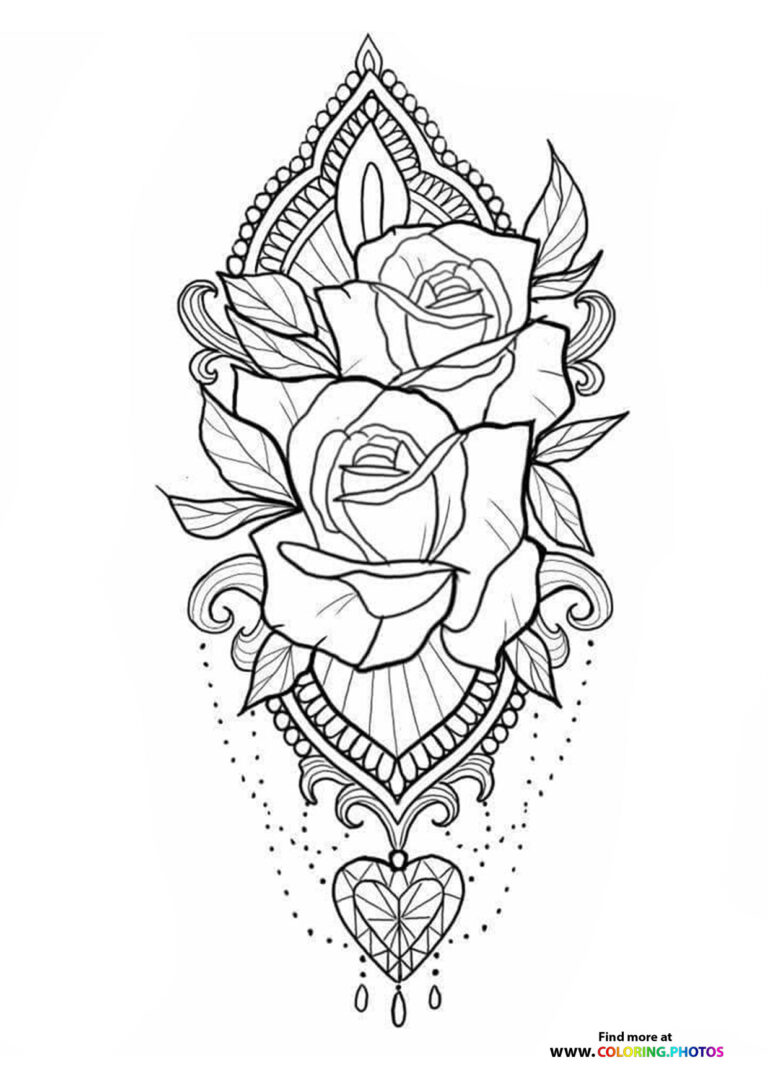 Roses and hart - Coloring Pages for kids
