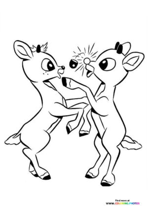 udolph the raindeer playing coloring page