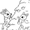 Rudolph the raindeer christmas tree coloring page