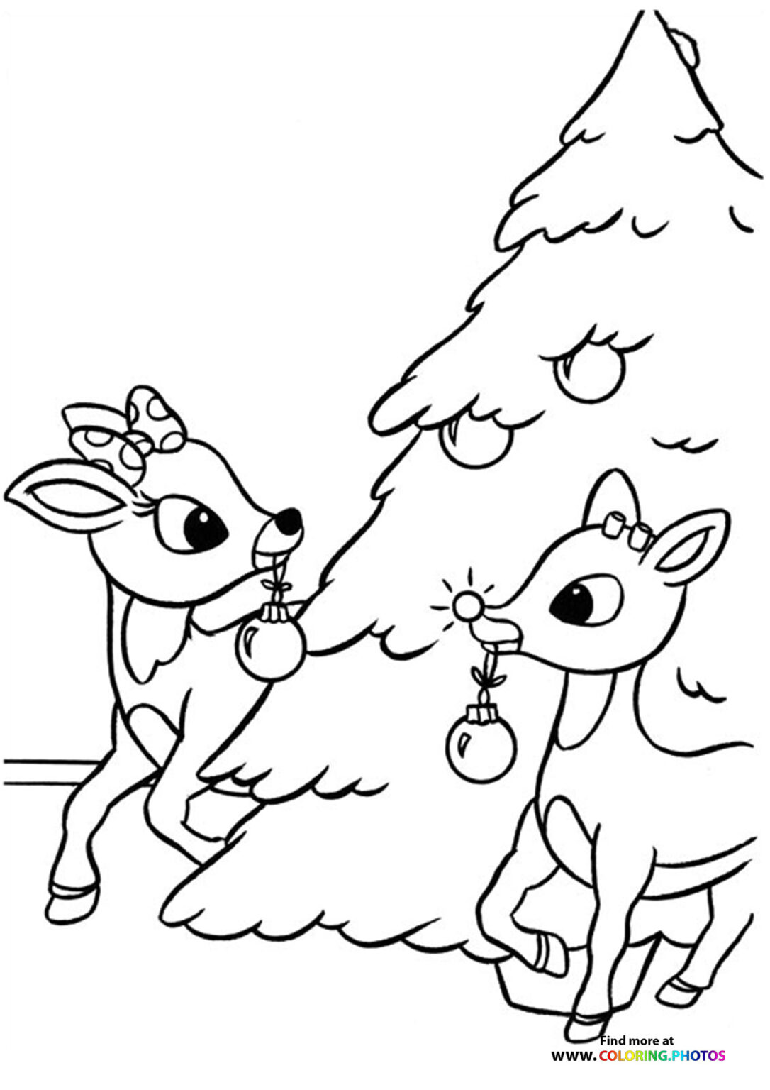 Rudolph the red nosed raindeer - Coloring Pages for kids | Free printables