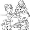 Rudolph the raindeer with an elf coloring page