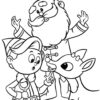 Rudolph the raindeer with Santa coloring page