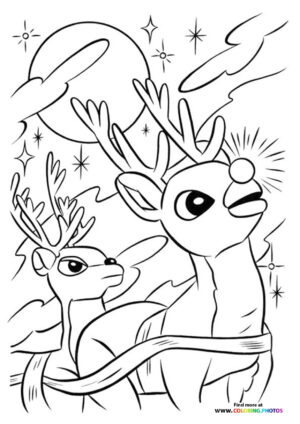 Rudolph the red nosed raindeer coloring page