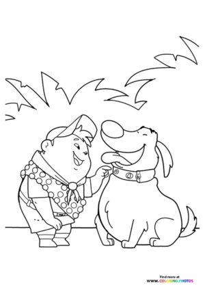 Dug and Russell playing coloring page