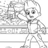 Ryder pointing to a map coloring page