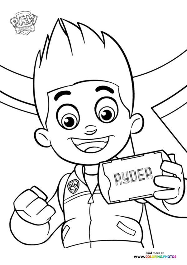 Ryder with tablet coloring page