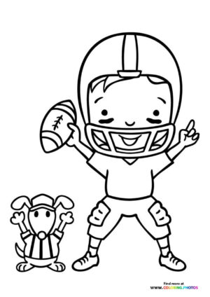 Super bowl player and dog coloring page