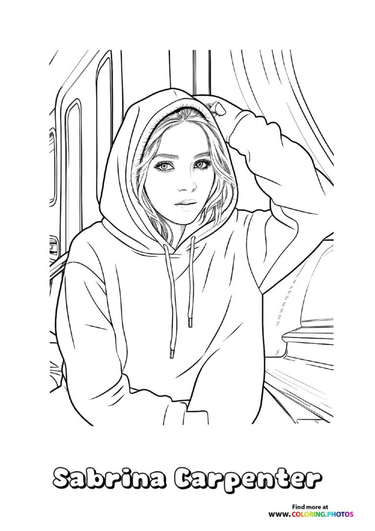 Sabrina Carpenter in a Hoodie Coloring Page