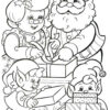 Santas family and elves coloring page
