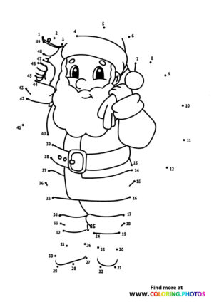 Santa swinging dot the dots worksheet