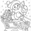 Santa on a sled coloring page