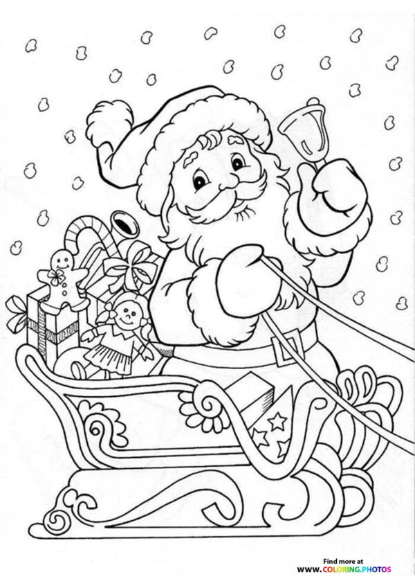 Santa on a sled coloring page