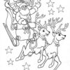 Santa and raindeers coloring page