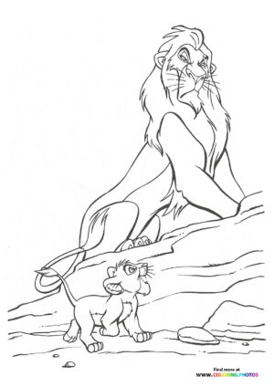 Scar luring Simba Lion King coloring page