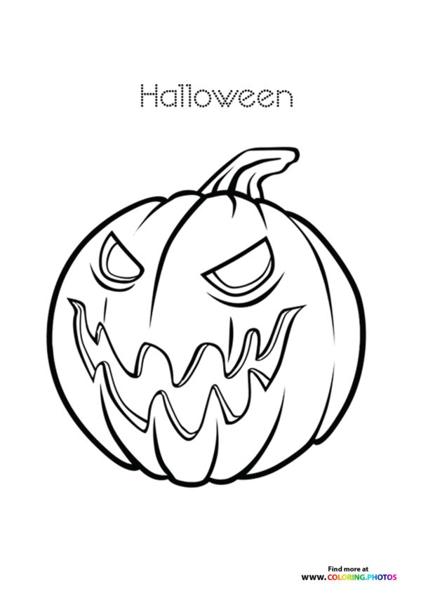 Scary halloween pumpkin coloring page