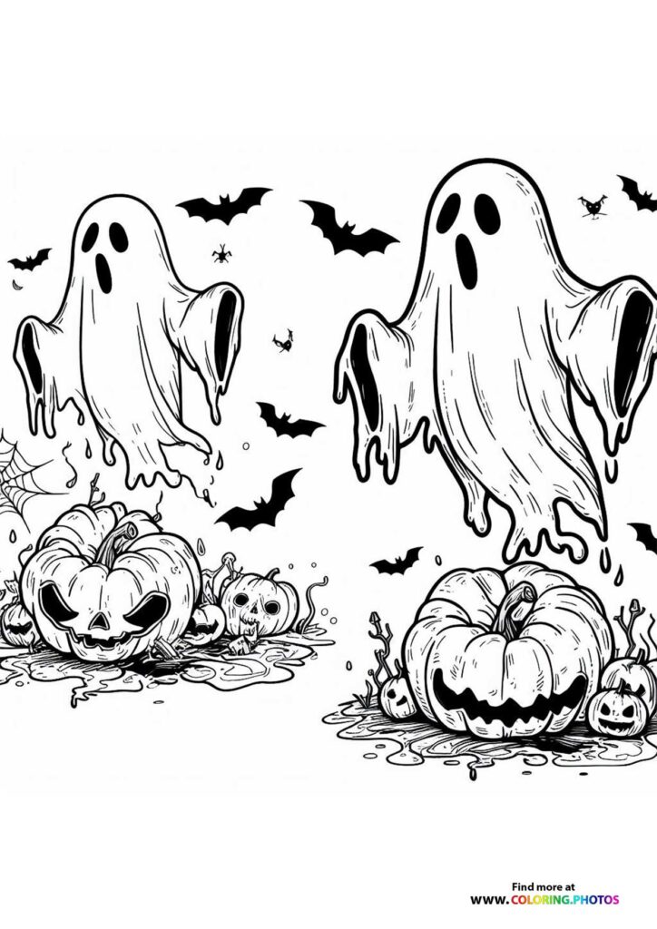 Halloween ghosts - Coloring Pages for kids | Free print or download