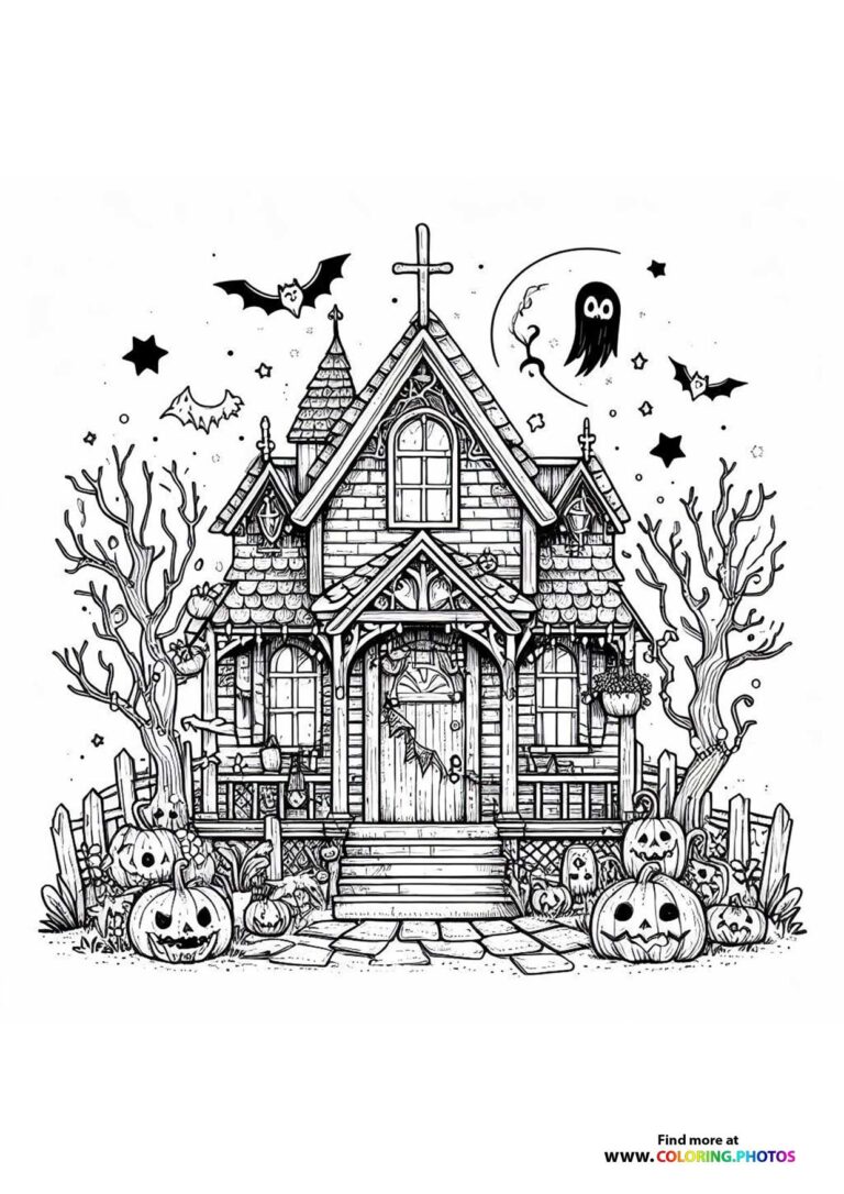 Halloween mansions - Coloring Pages for kids | Free print or download