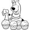 Scooby-Doo with muffins coloring page