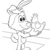 Scooch playing with chicken coloring page