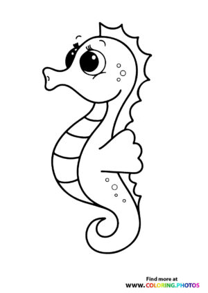 Cute little seahorse coloring page