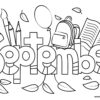 September autumn text sign coloring page