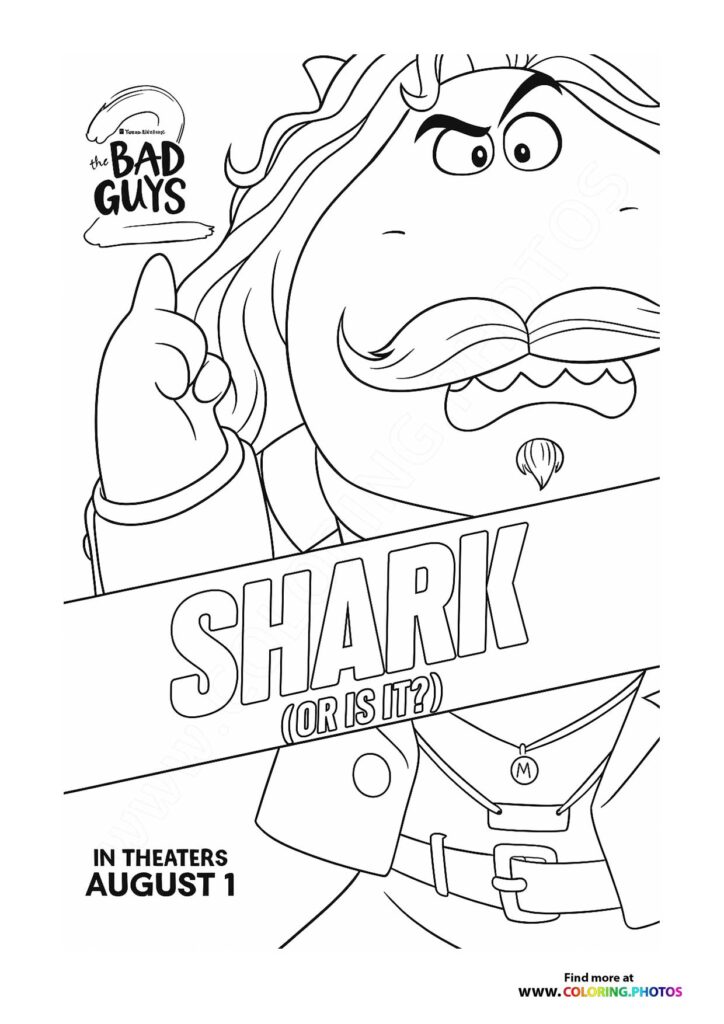 Shark from The Bad Guys 2 - Coloring Pages for kids