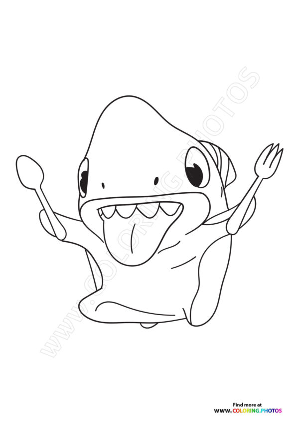 Sharkdog eating coloring page