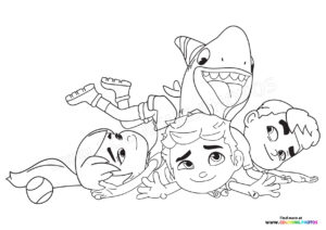 Sharkdog with Max and friends coloring page