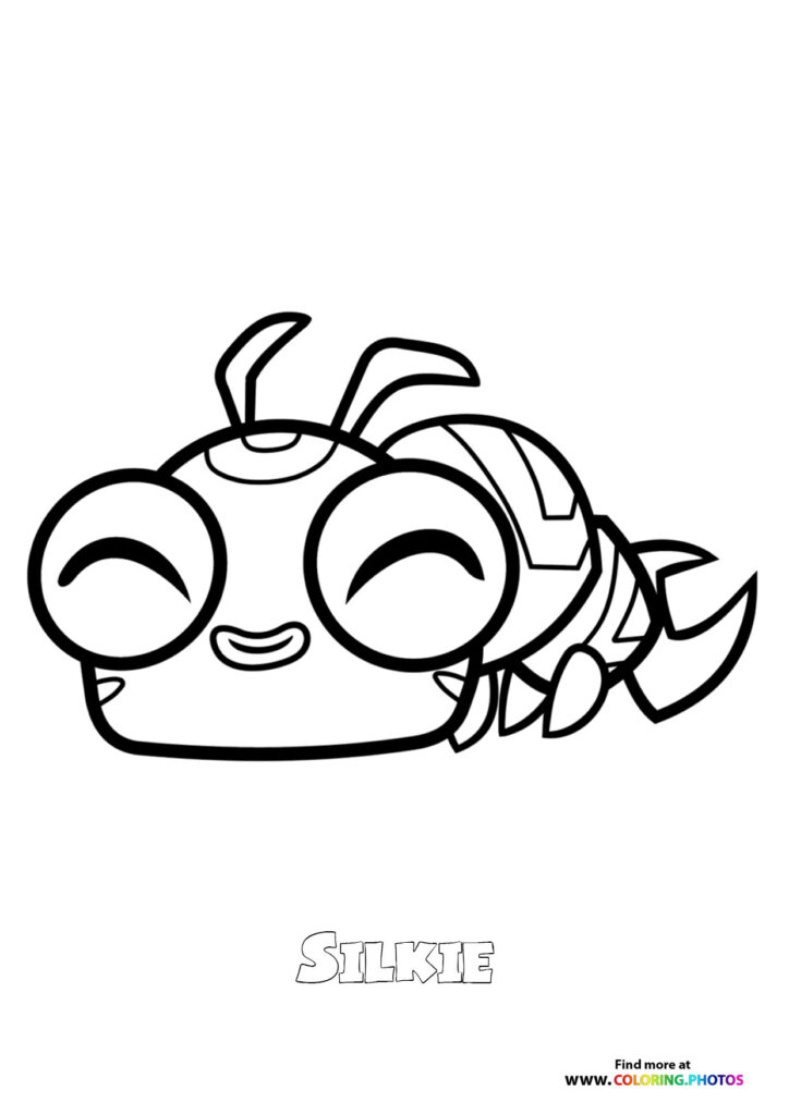 Silkie the larva smiling with big eyes and antennae coloring page from Teen Titans Go