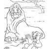 Simba playing and Mufasa watching him coloring page