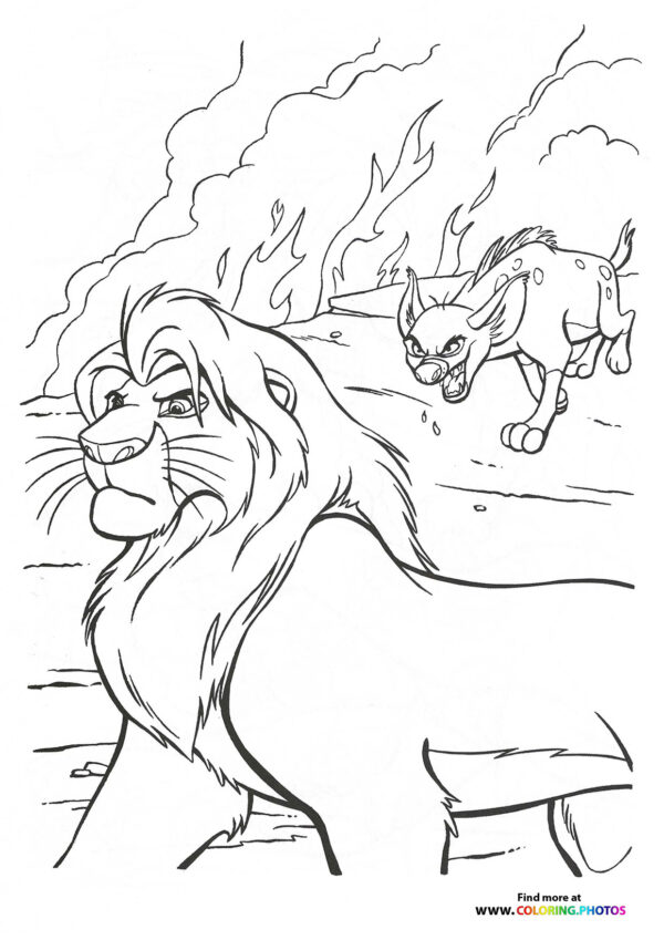 Simba returning to save his land coloring page