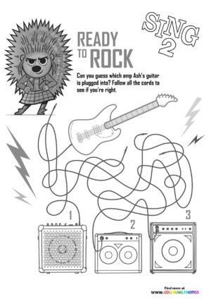 Help Ash with guitar from Sing 2 coloring page
