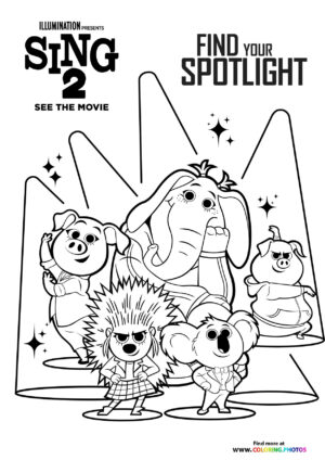 Sing 2 characters coloring page