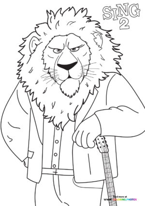 Calloway with his guitar from Sing 2 coloring page