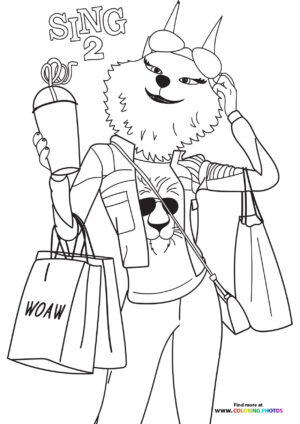Porsha from Sing 2 shopping coloring page