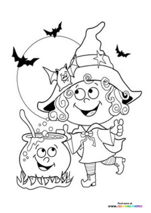 Small cute Halloween witch coloring page