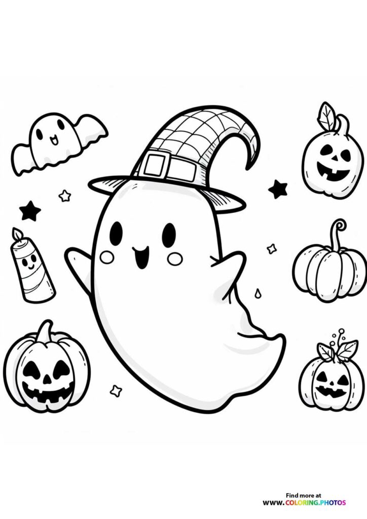 Halloween ghosts - Coloring Pages for kids | Free print or download