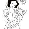 Snow White with a bird coloring page